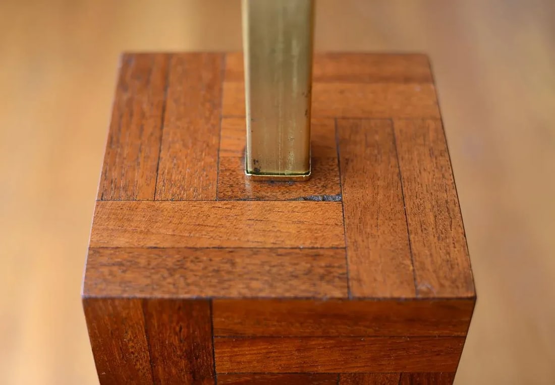 Danish Modern Milo Baughman Style Teak Block Table Lamp - 9
