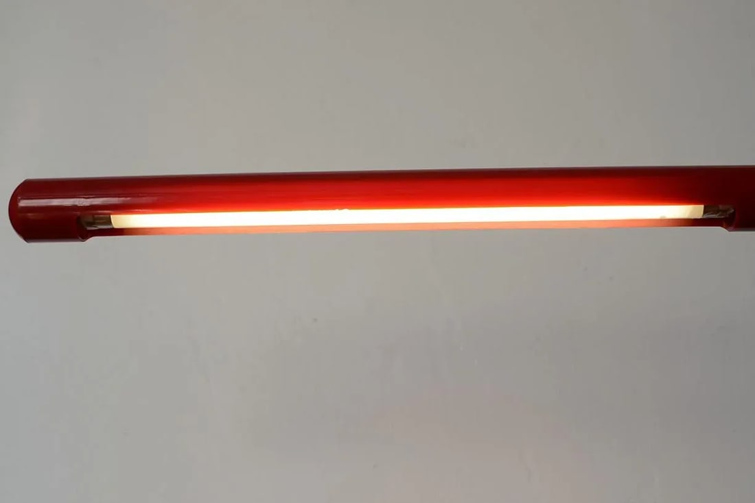 Late 20th Century Vintage Modern Red Plastic Gooseneck Fluorescent Desk Lamp - 10