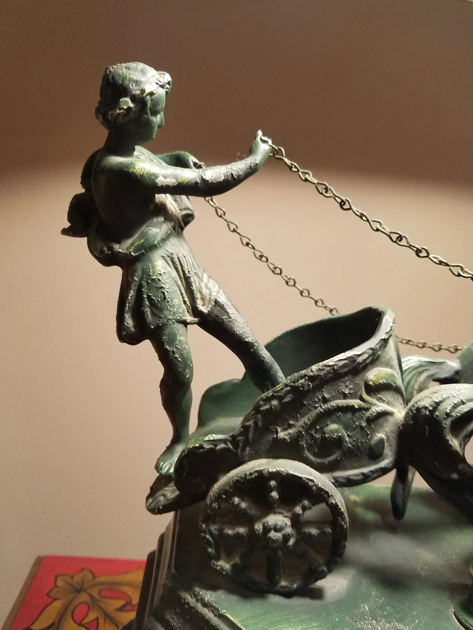 French Empire Style Neoclassical Roman Gladiator in Chariot Tole Lamp - 5