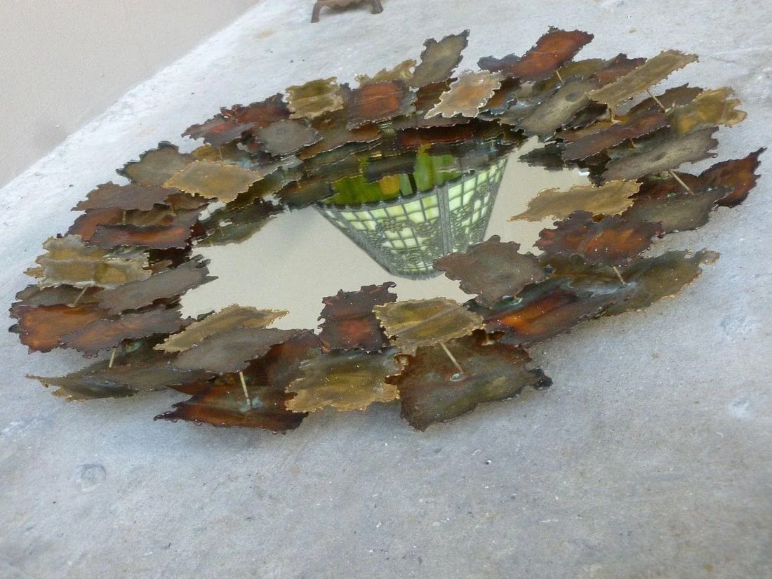 1970's Torch Cut Brutalist Designer Metal Mirror - 4