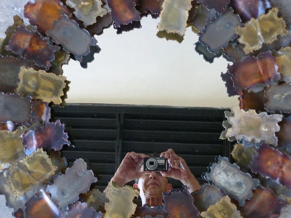 1970's Torch Cut Brutalist Designer Metal Mirror - 5