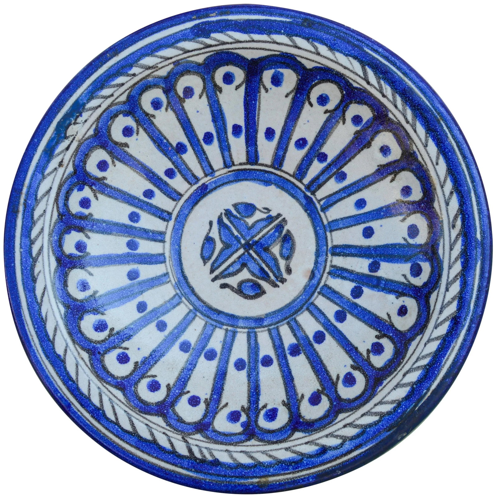Early 20th Century Blue Moroccan Ceramic Plate - 2