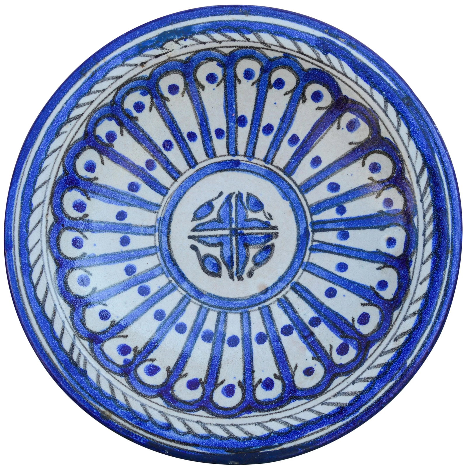 Early 20th Century Blue Moroccan Ceramic Plate - 8
