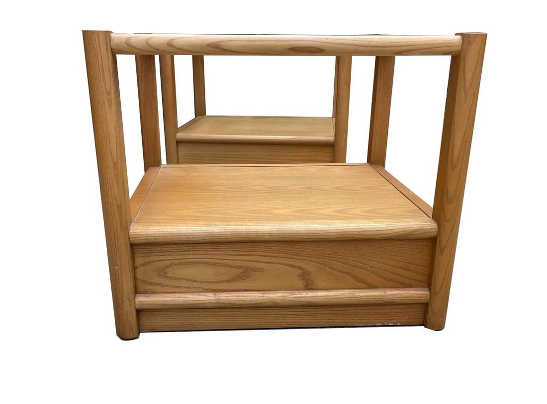 1970s Thomasville Oak Nightstands - Set of 2 - 3
