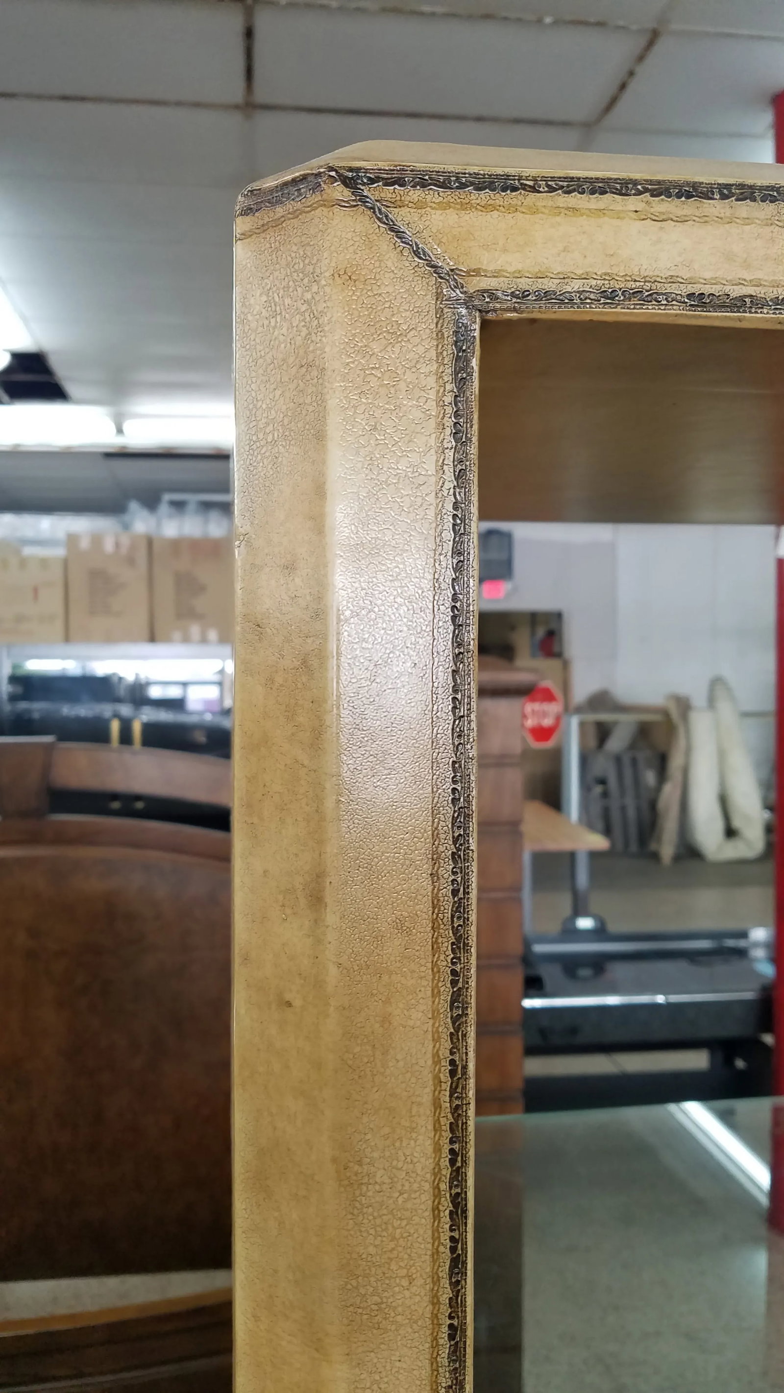 1980s Traditional Maitland Smith Leather Clad Etagere - 11