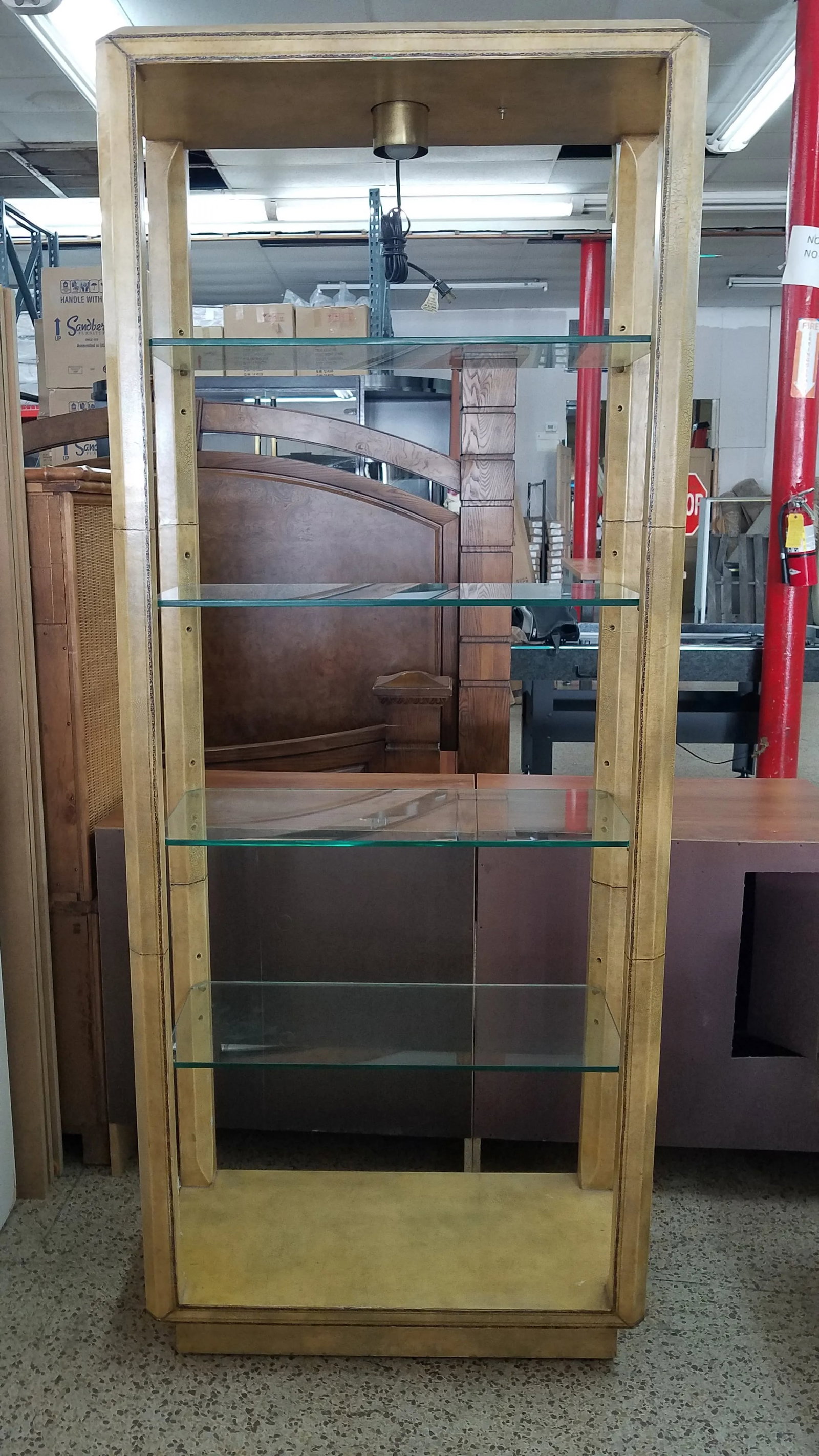 1980s Traditional Maitland Smith Leather Clad Etagere - 12