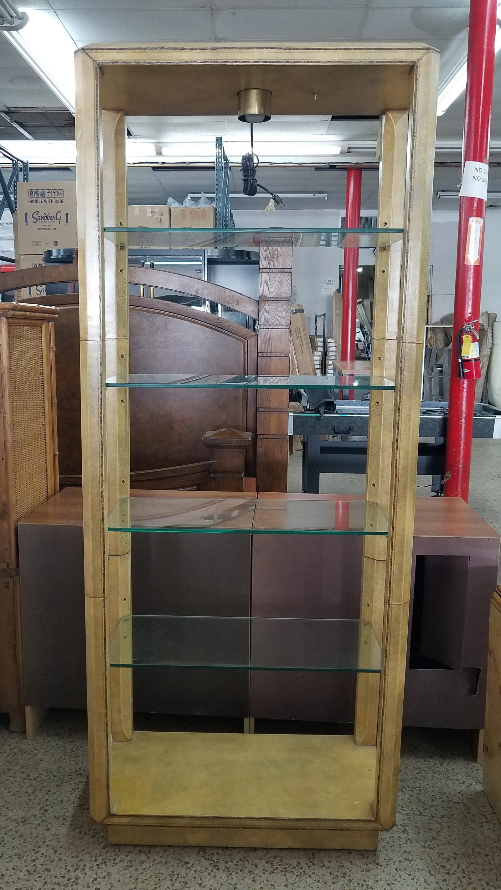 1980s Traditional Maitland Smith Leather Clad Etagere - 6