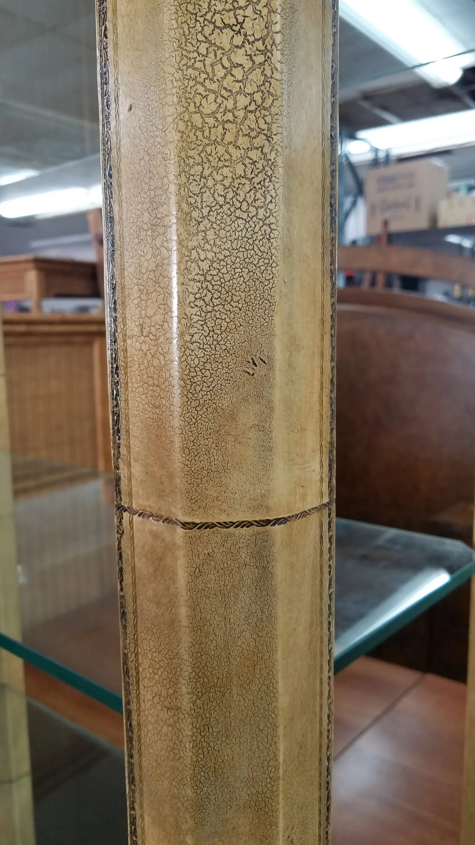 1980s Traditional Maitland Smith Leather Clad Etagere - 7