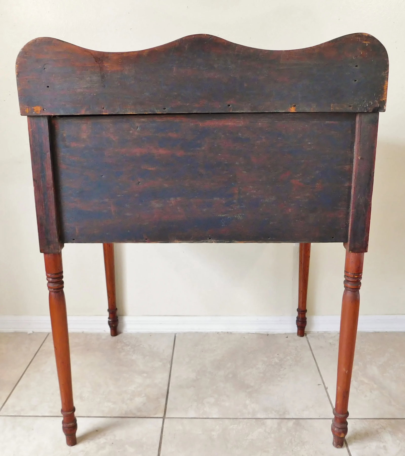 Antique Early American Slant Top Solid Oak Wood Secretary Desk - 10