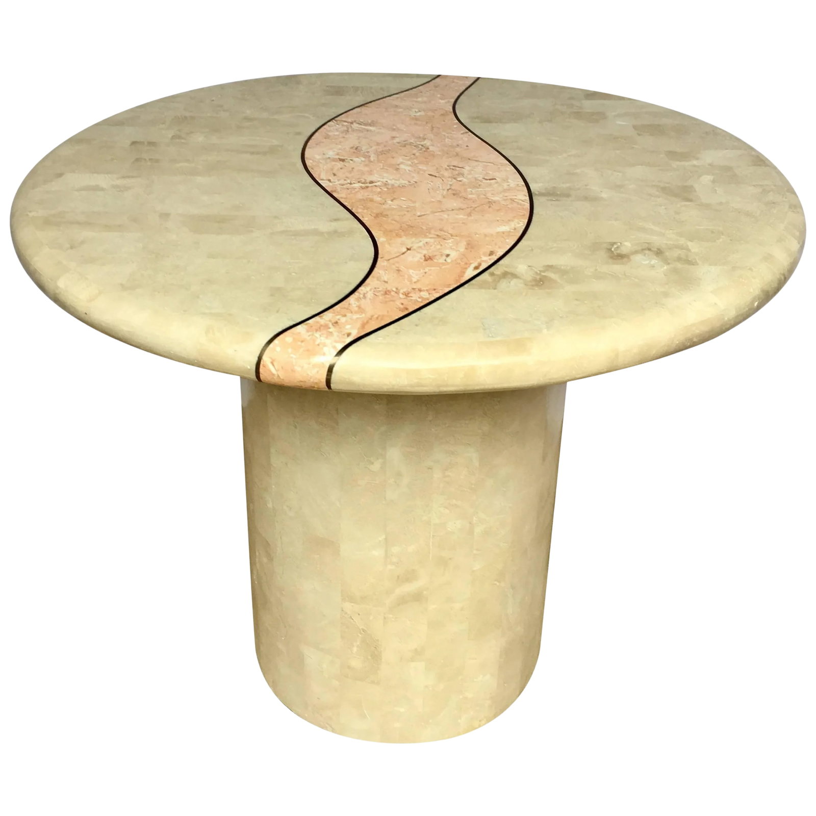 Casa Bique Round Tesselated Fossil Stone Side Accent Table, Maitland Smith (1 of 7)