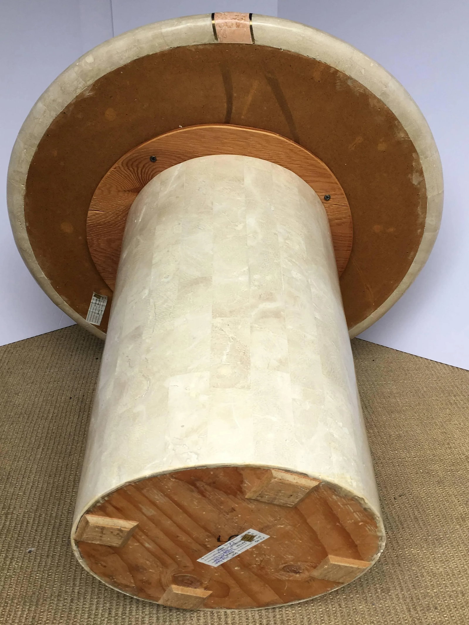 Casa Bique Round Tesselated Fossil Stone Side Accent Table, Maitland Smith - 5