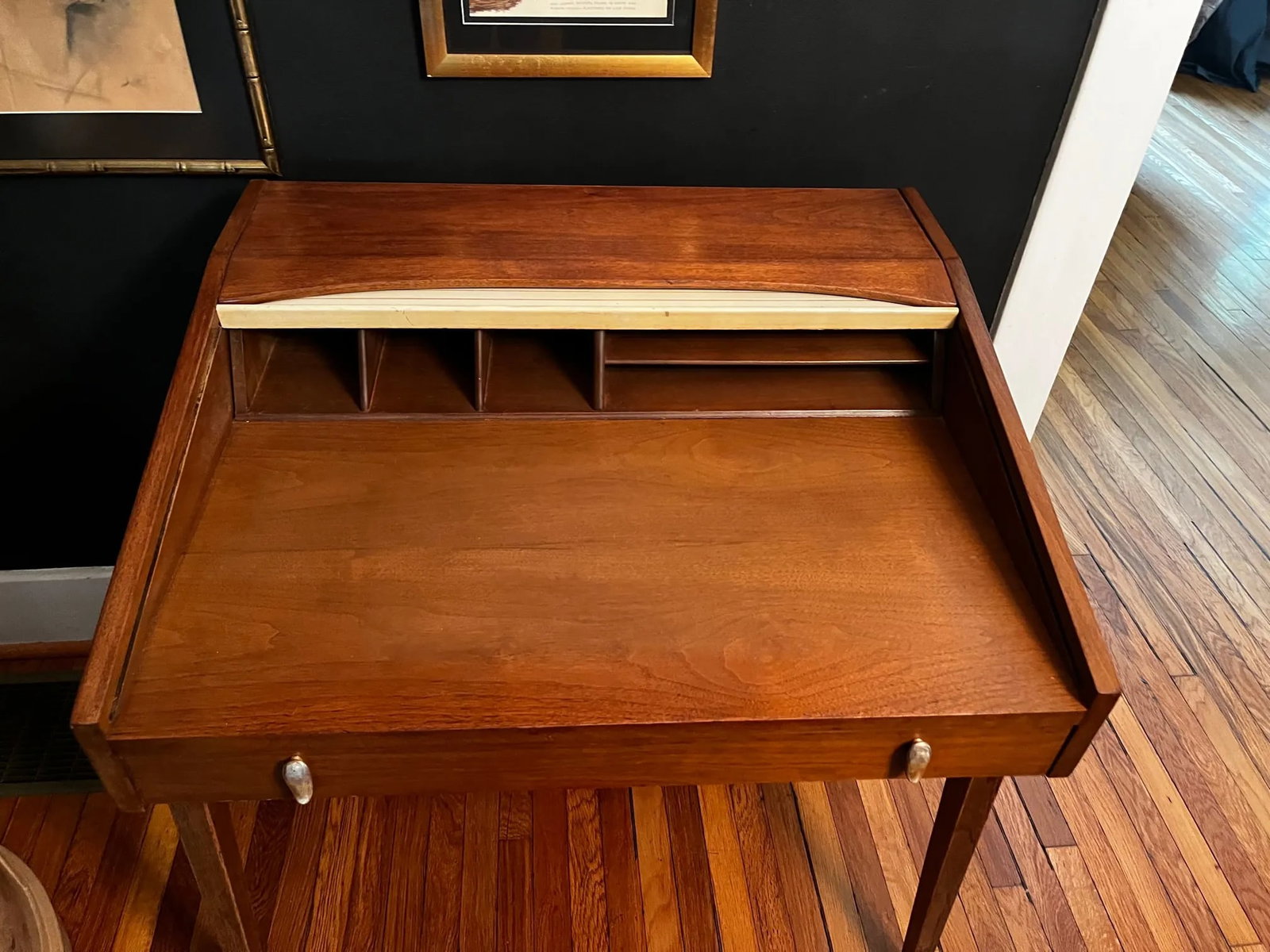 John Von Koert for Drexel Mid Century Modern Walnut Tambour Desk - 4