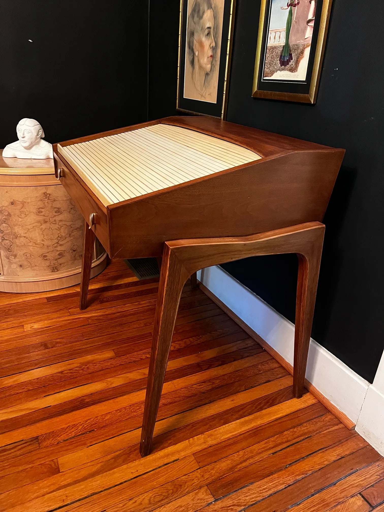 John Von Koert for Drexel Mid Century Modern Walnut Tambour Desk - 5