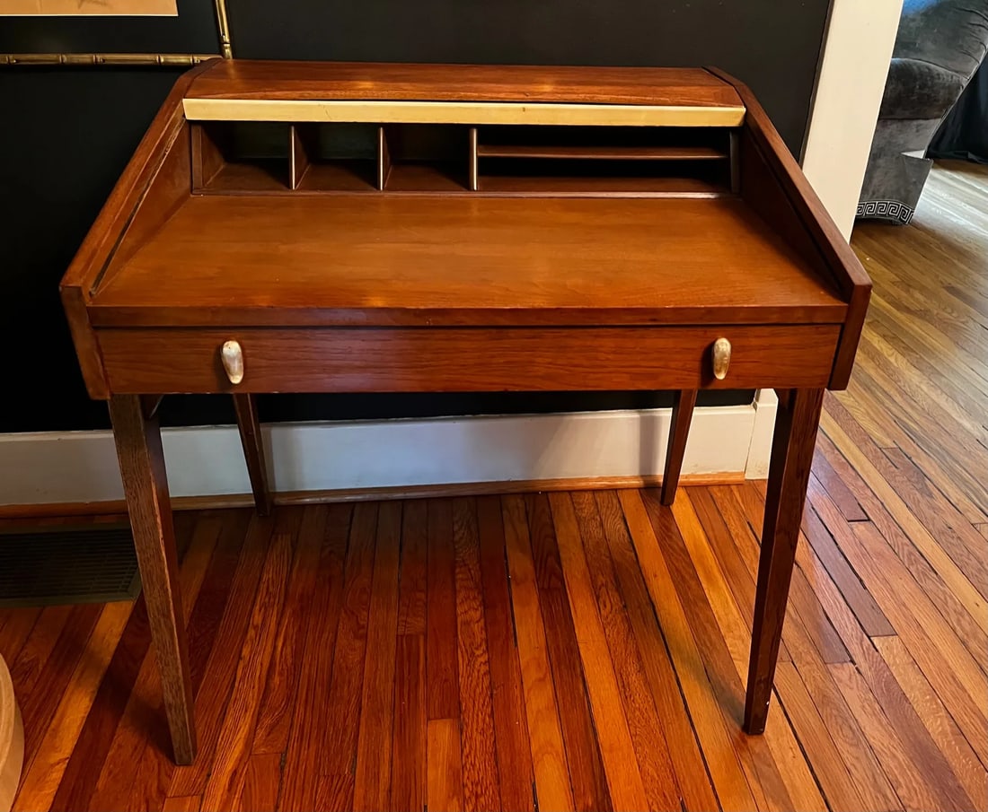 John Von Koert for Drexel Mid Century Modern Walnut Tambour Desk - 7