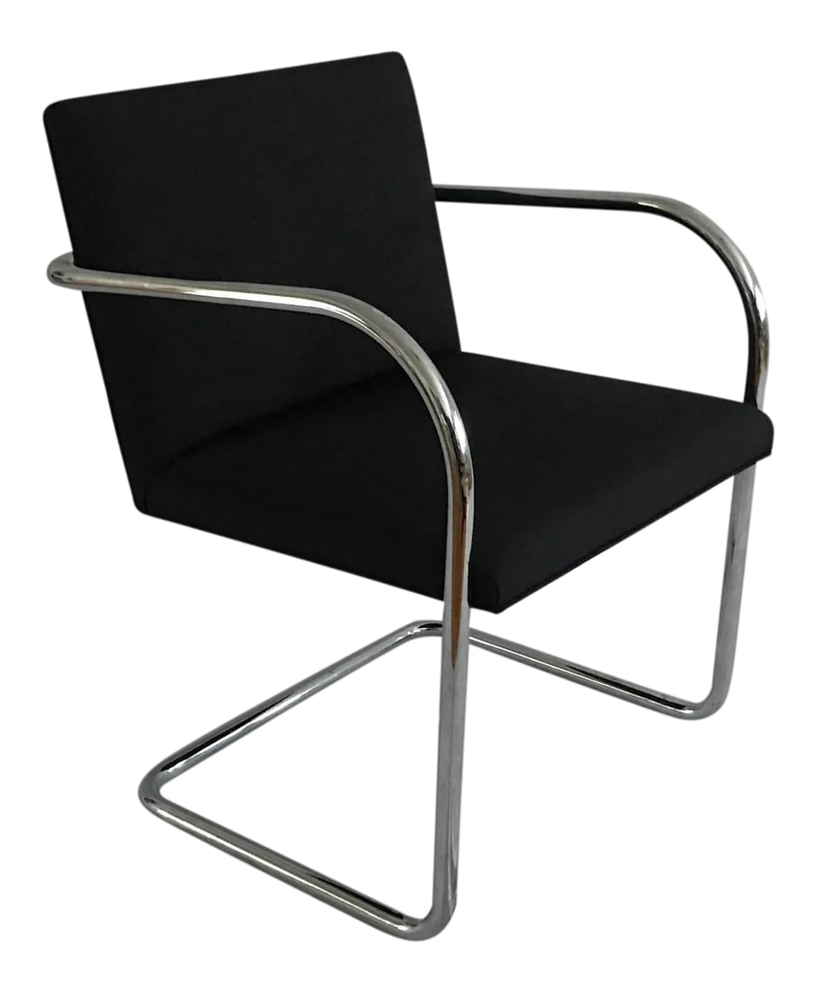 Knoll Studios Ludwig Mies Van Der Rohe's Brno Tubular Chair Original Charcoal Fabric (1 of 8)
