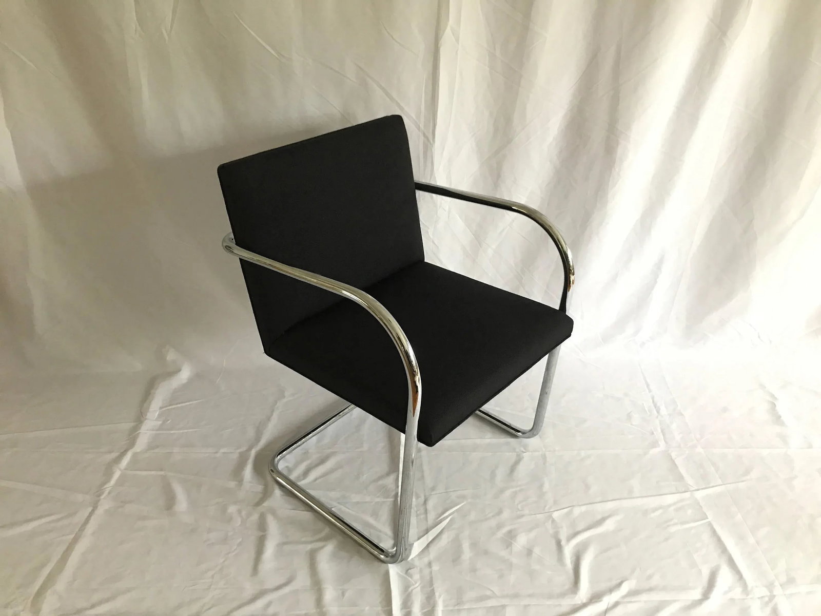 Knoll Studios Ludwig Mies Van Der Rohe's Brno Tubular Chair Original Charcoal Fabric - 2