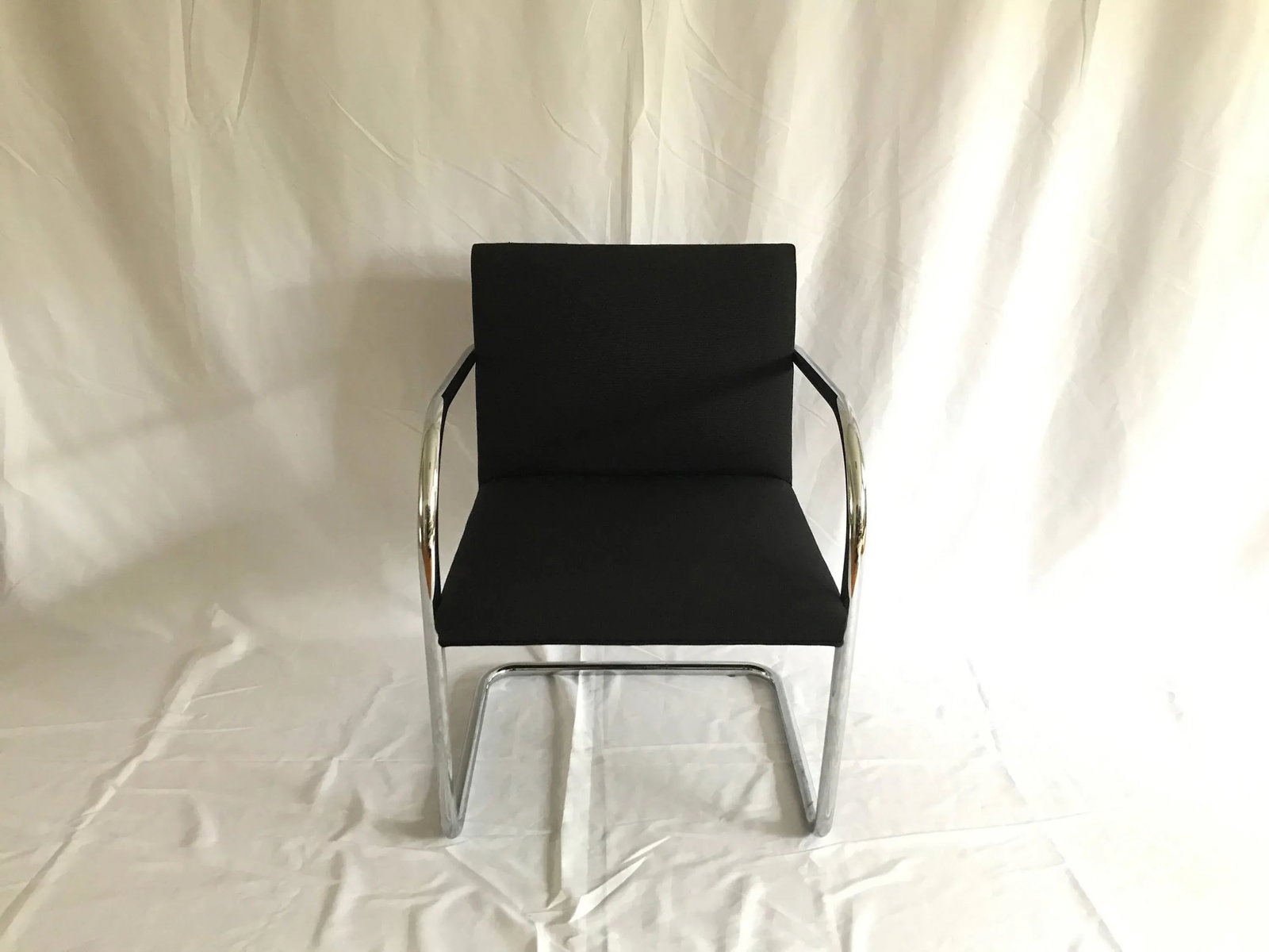 Knoll Studios Ludwig Mies Van Der Rohe's Brno Tubular Chair Original Charcoal Fabric - 3