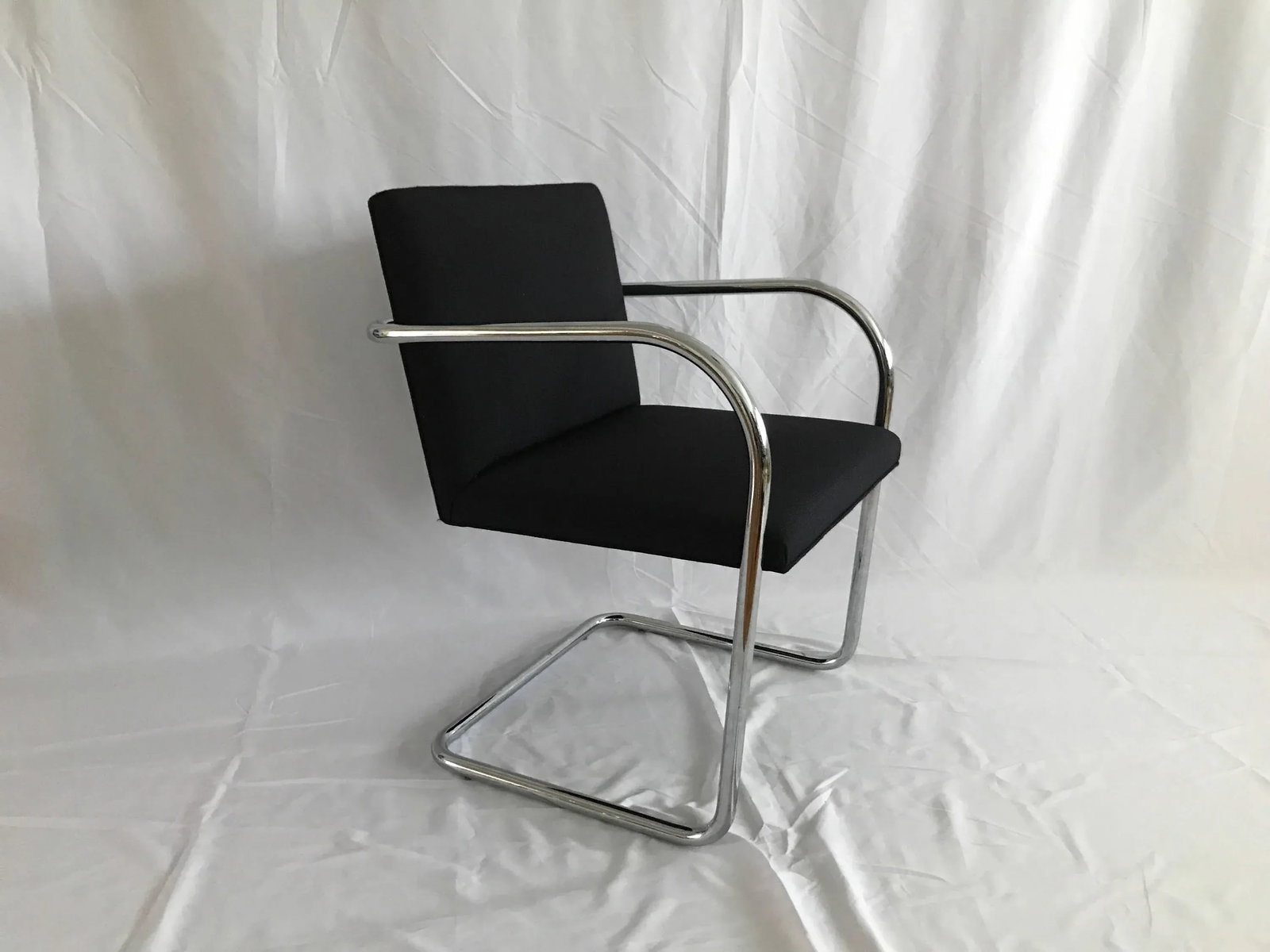 Knoll Studios Ludwig Mies Van Der Rohe's Brno Tubular Chair Original Charcoal Fabric - 4