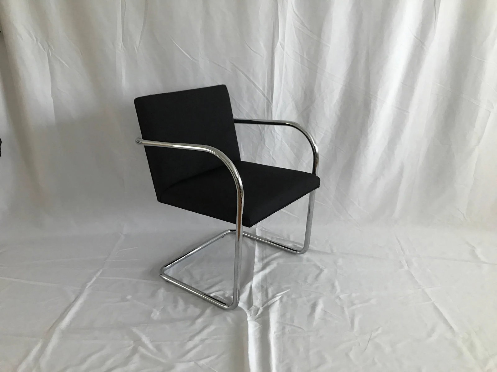 Knoll Studios Ludwig Mies Van Der Rohe's Brno Tubular Chair Original Charcoal Fabric - 8