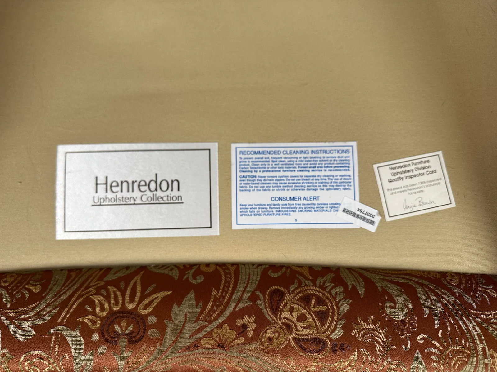 Henredon Scroll Back Upholstered Lounge Chair & Ottoman With Nailheads - Set of 2 - 11