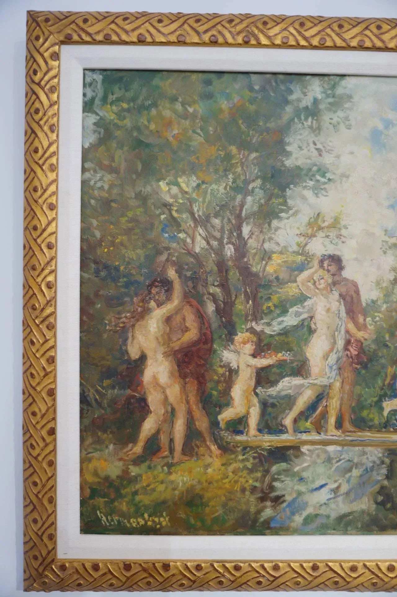 Herman Lipot "The Garden" Oil Painting Early 20c - 10