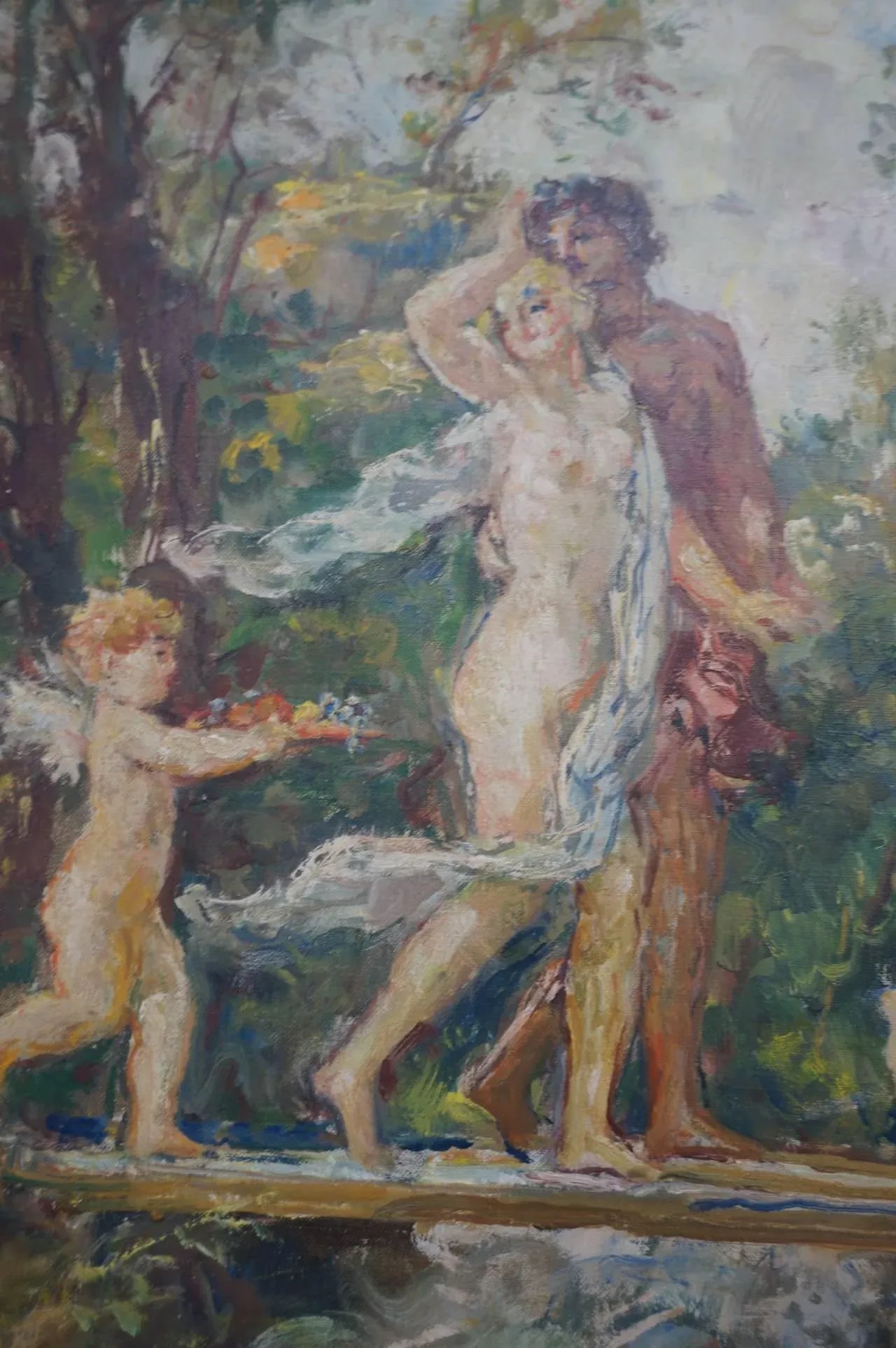 Herman Lipot "The Garden" Oil Painting Early 20c - 4