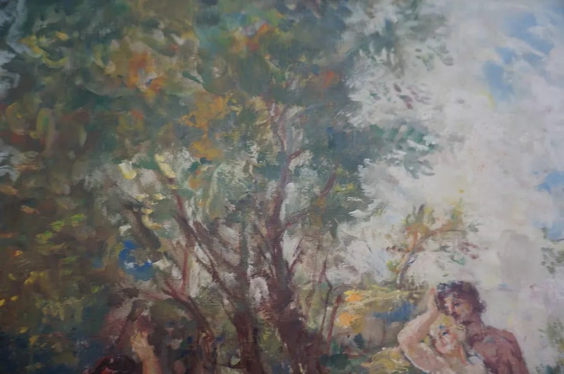 Herman Lipot "The Garden" Oil Painting Early 20c - 8