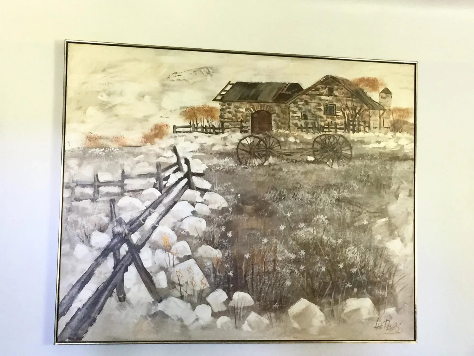 Late 20th Century Large Scale Lee Reynolds Homestead Oil Painting - 10
