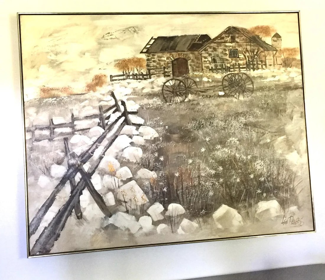 Late 20th Century Large Scale Lee Reynolds Homestead Oil Painting - 2