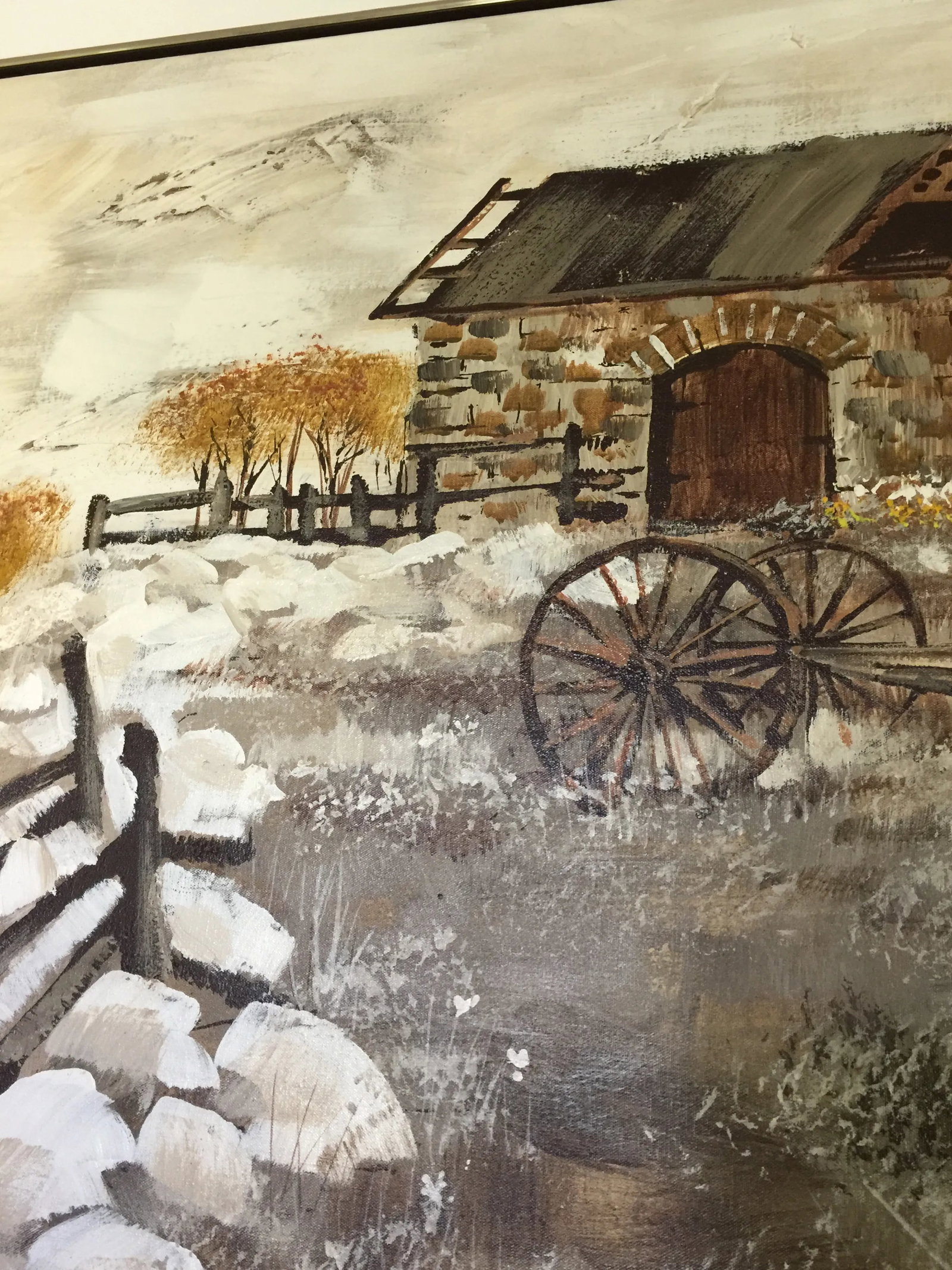 Late 20th Century Large Scale Lee Reynolds Homestead Oil Painting - 4