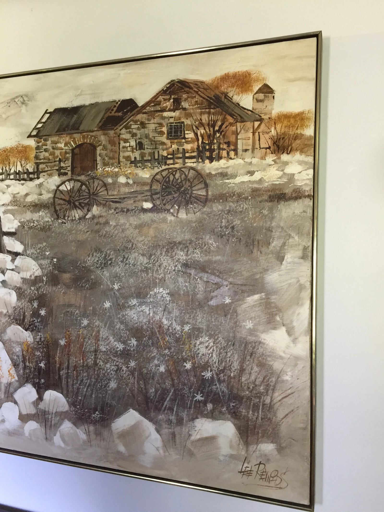 Late 20th Century Large Scale Lee Reynolds Homestead Oil Painting - 7