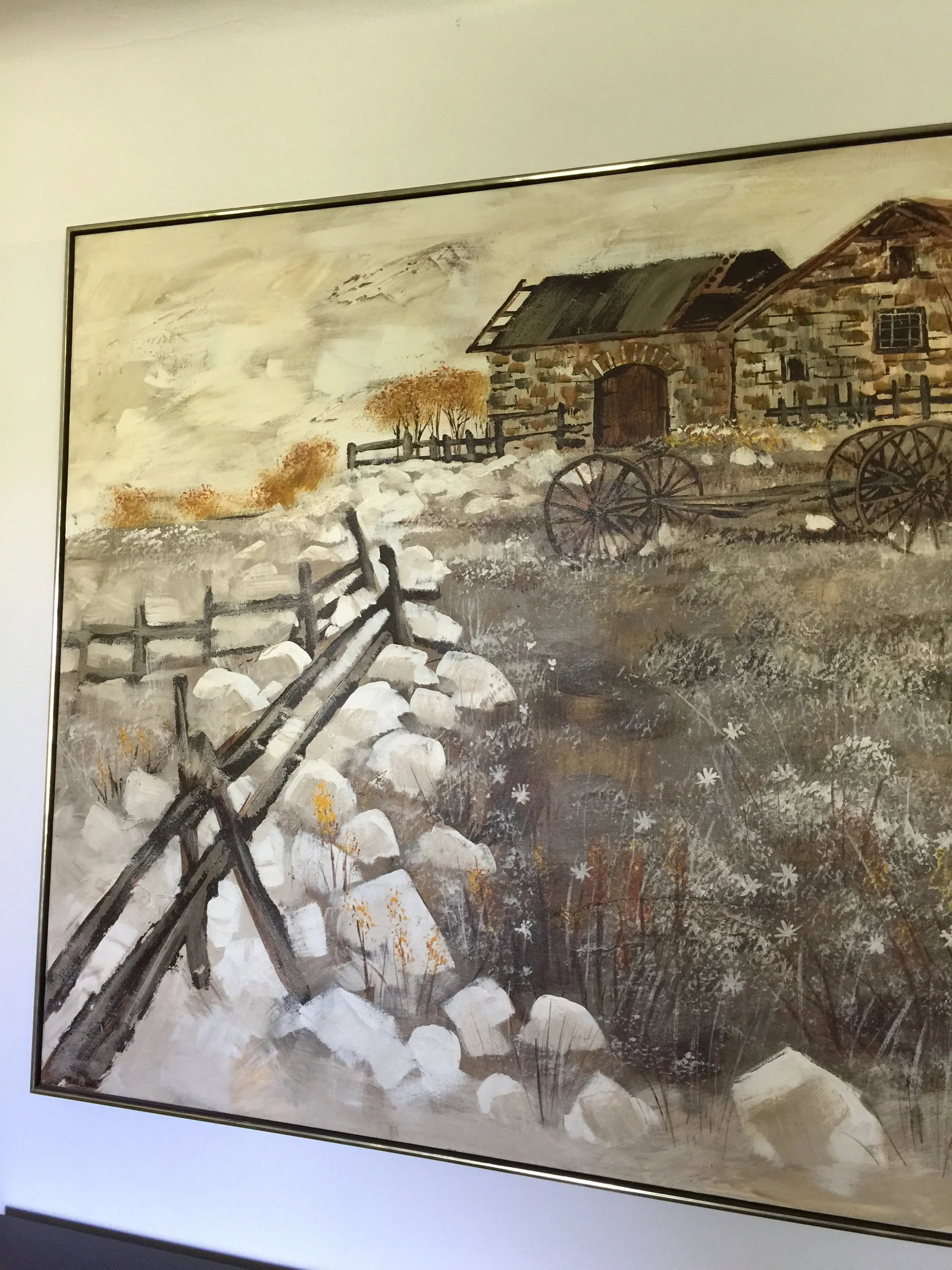 Late 20th Century Large Scale Lee Reynolds Homestead Oil Painting - 8