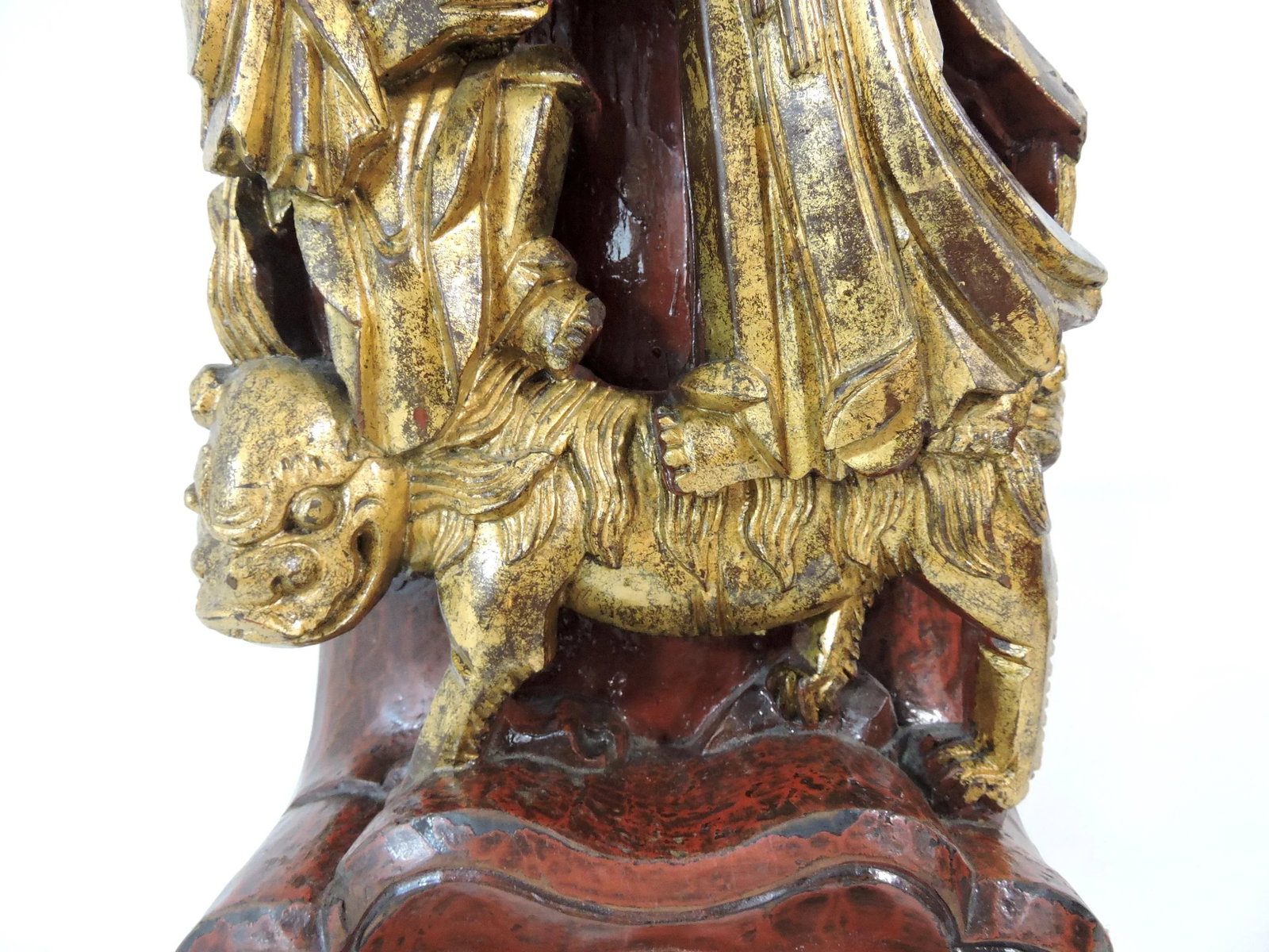 Large Antique Chinese Gold (Gilt) Wood Temple Segment / Sculpture or Figure of Guanyin (Kwan Yin) - 10