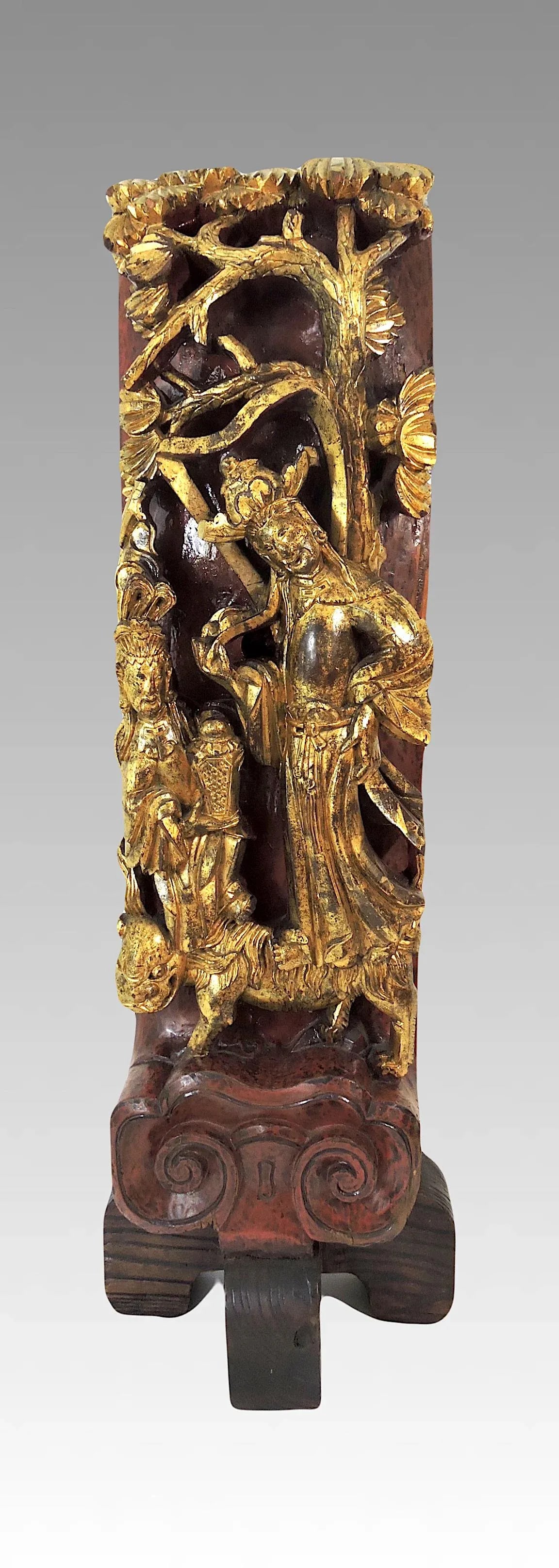 Large Antique Chinese Gold (Gilt) Wood Temple Segment / Sculpture or Figure of Guanyin (Kwan Yin) - 4