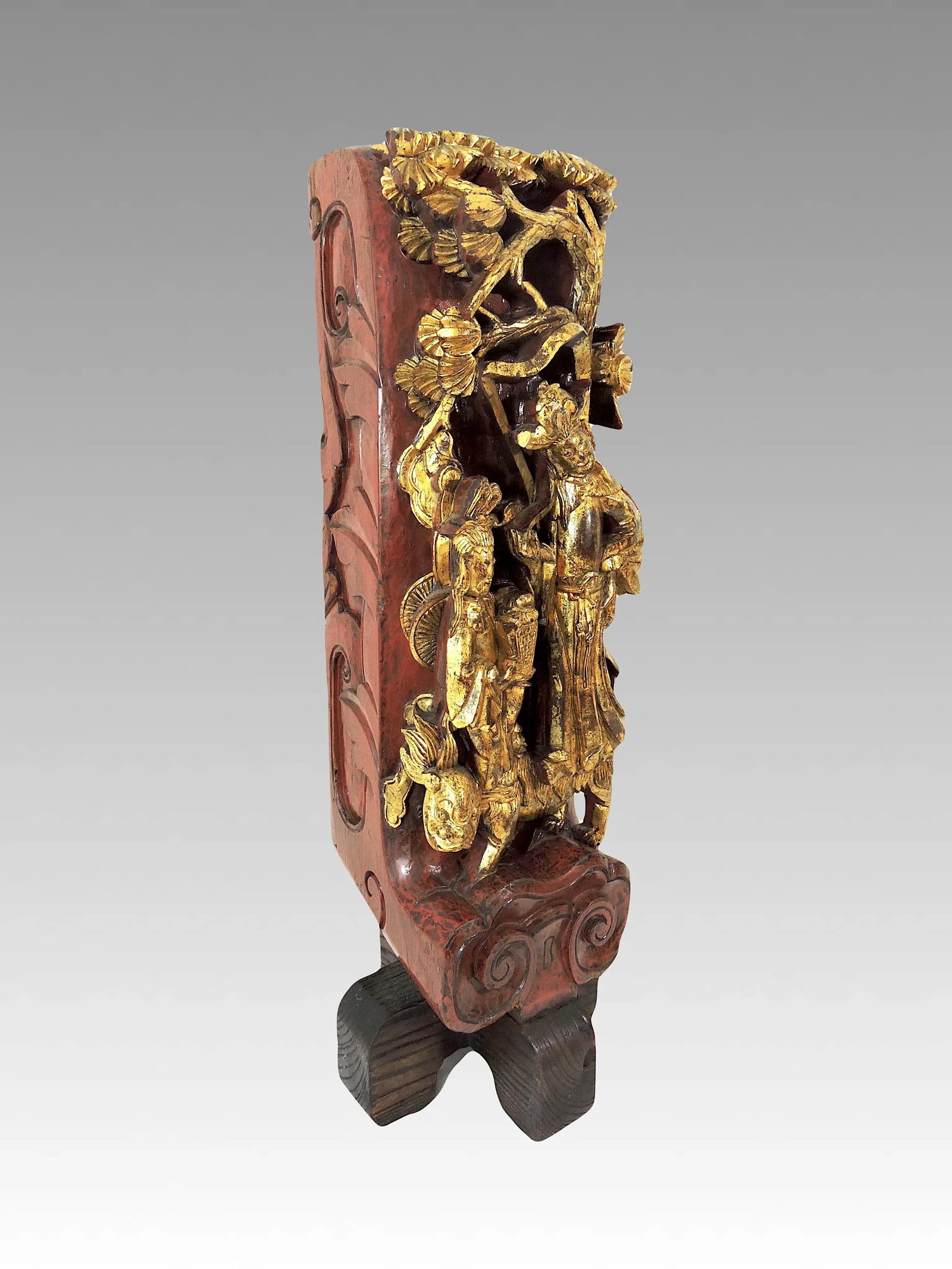 Large Antique Chinese Gold (Gilt) Wood Temple Segment / Sculpture or Figure of Guanyin (Kwan Yin) - 5