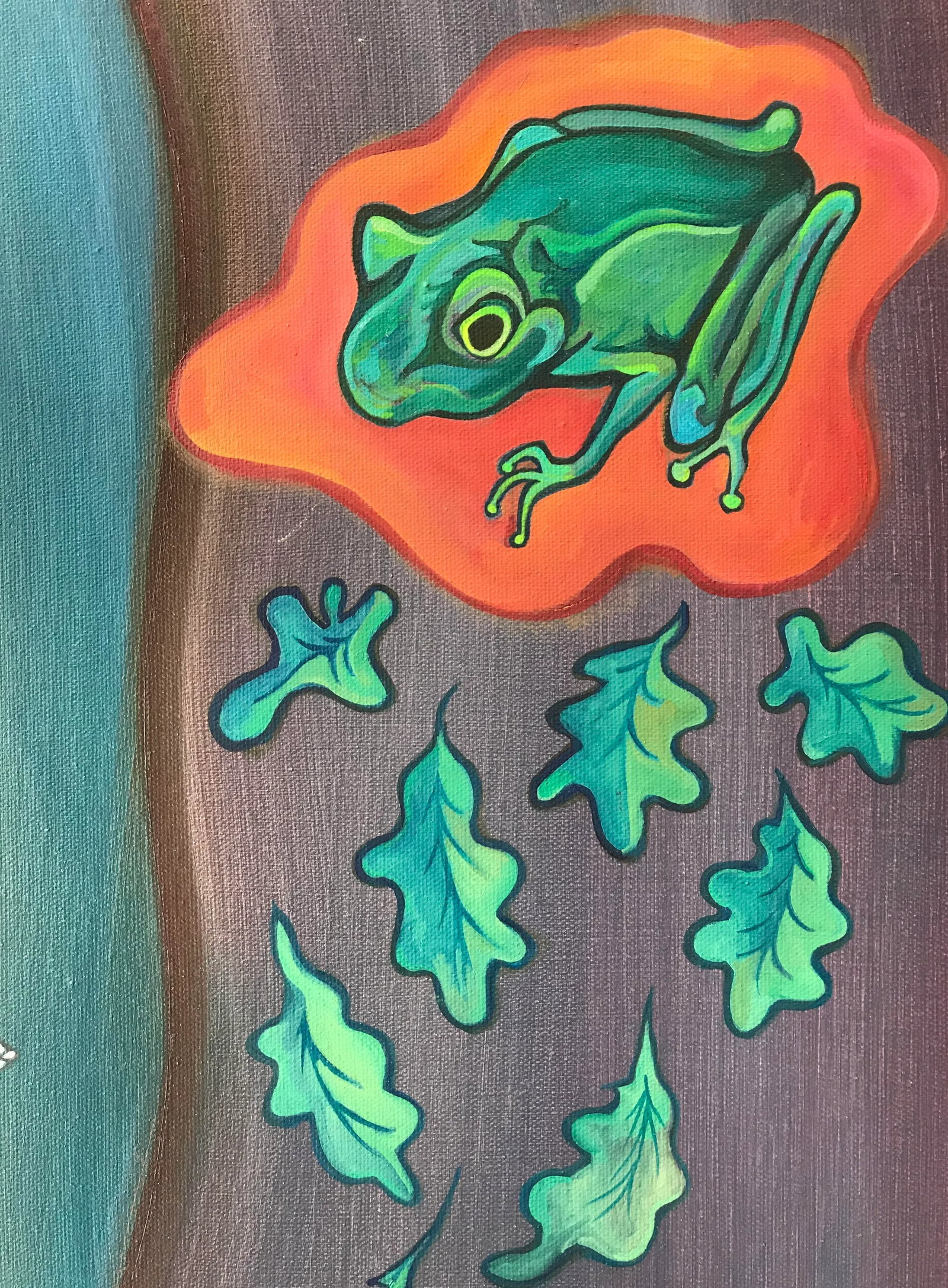 Boho Vintage Folk Art Painting "Frog" - 2