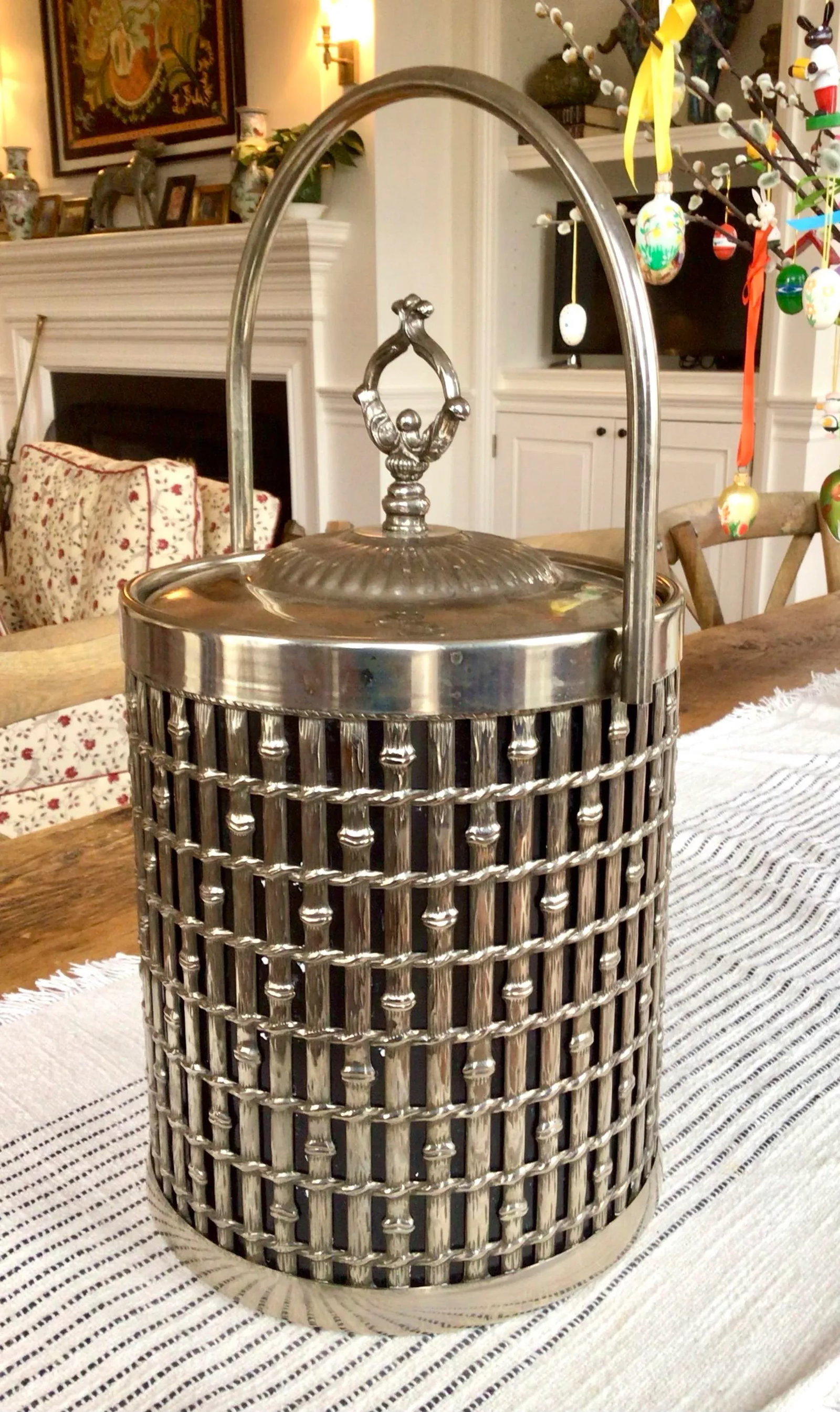 1960s Mid Century Modern Silverplate Faux Bamboo Ice Bucket - 2
