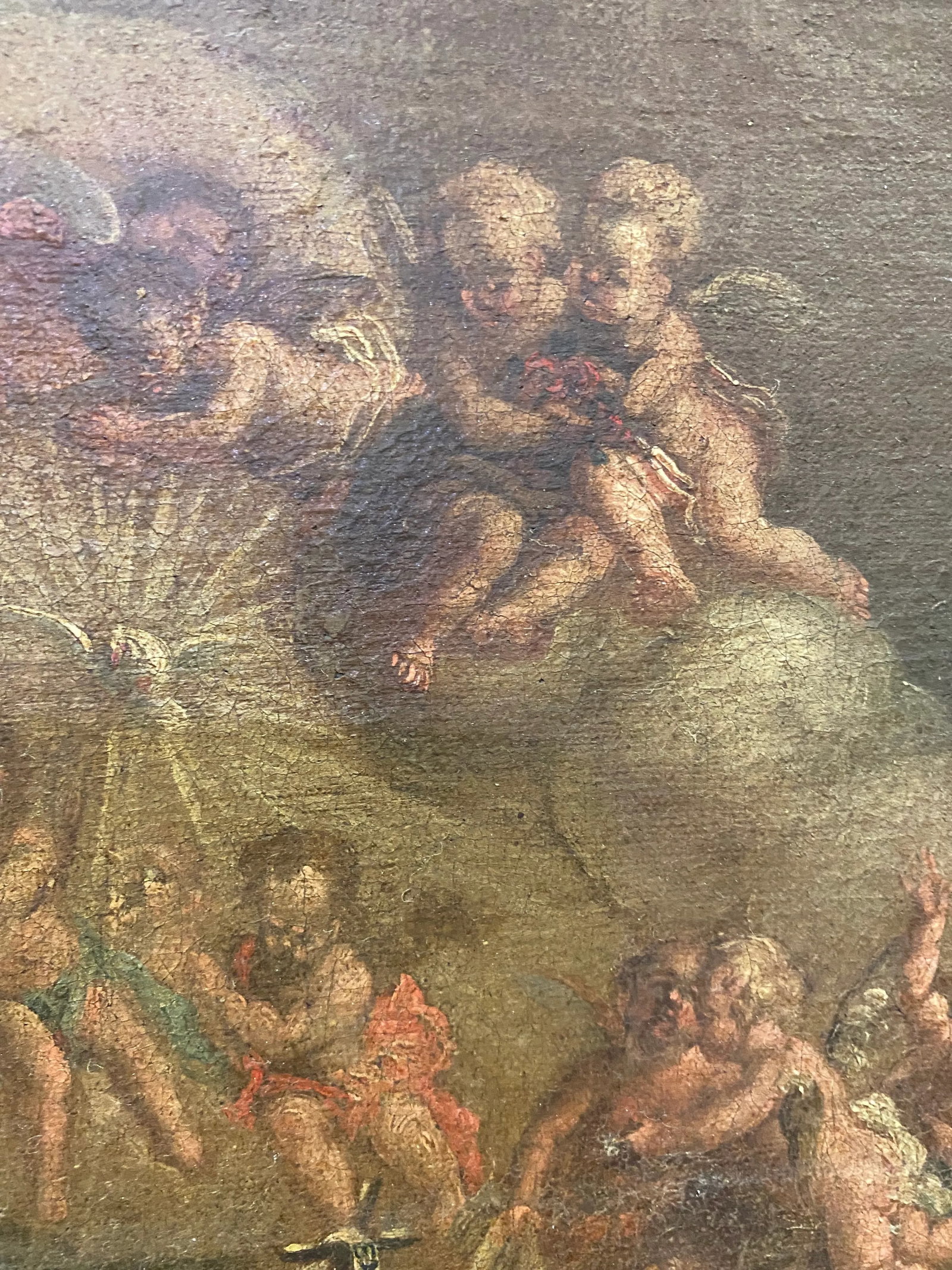 17th Century Framed Oil Painting on Canvas Baptism of Christ by John the Baptist - 11