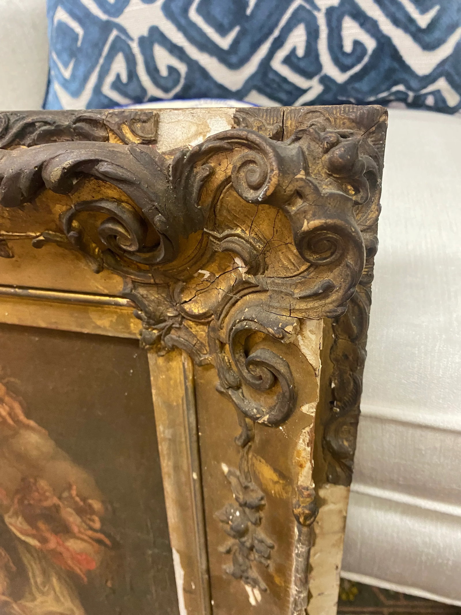 17th Century Framed Oil Painting on Canvas Baptism of Christ by John the Baptist - 6