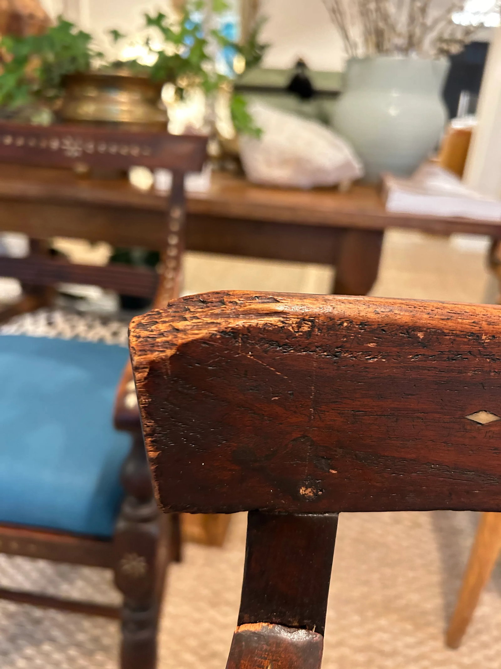 Early 19th Century Anglo-Indian Bone Inlay Chairs- Set of 2 - 12