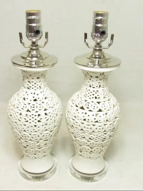 Pair of Chinese Blanc De Chine Porcelain Lamps - 10