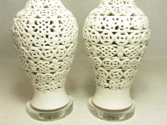 Pair of Chinese Blanc De Chine Porcelain Lamps - 11