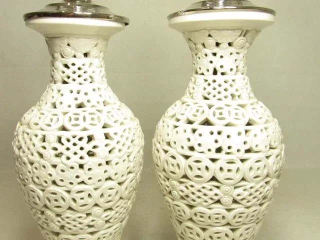 Pair of Chinese Blanc De Chine Porcelain Lamps - 12