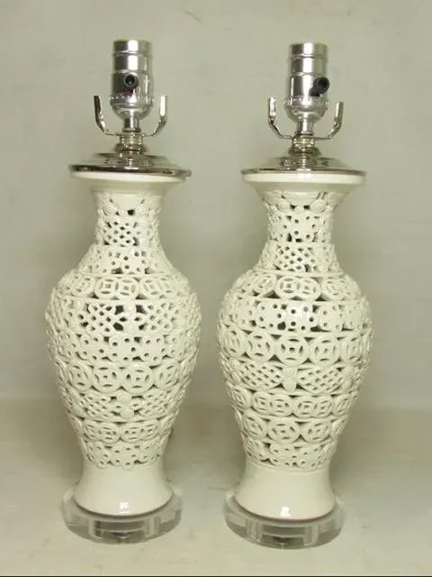 Pair of Chinese Blanc De Chine Porcelain Lamps - 2