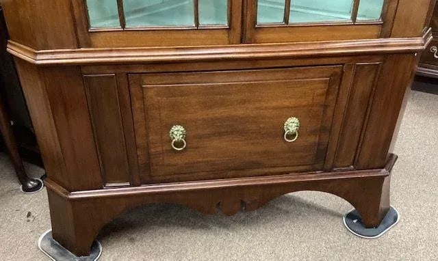 Antique 19th Century English Inlaid Mahogany 2 Piece Corner Cupboard - 3