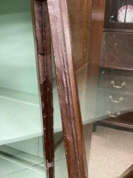 Antique 19th Century English Inlaid Mahogany 2 Piece Corner Cupboard - 9