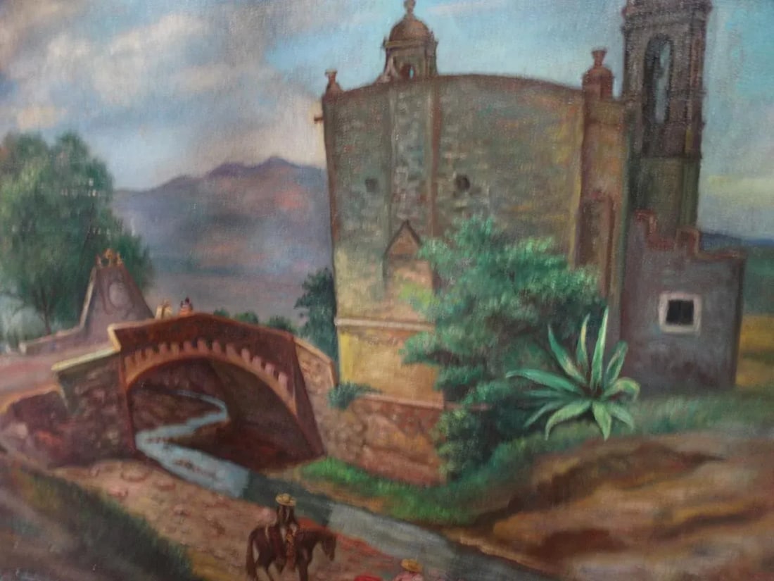 Early 20th Century Antique Carlos Murillo Women & Children at the Stream Painting - 5
