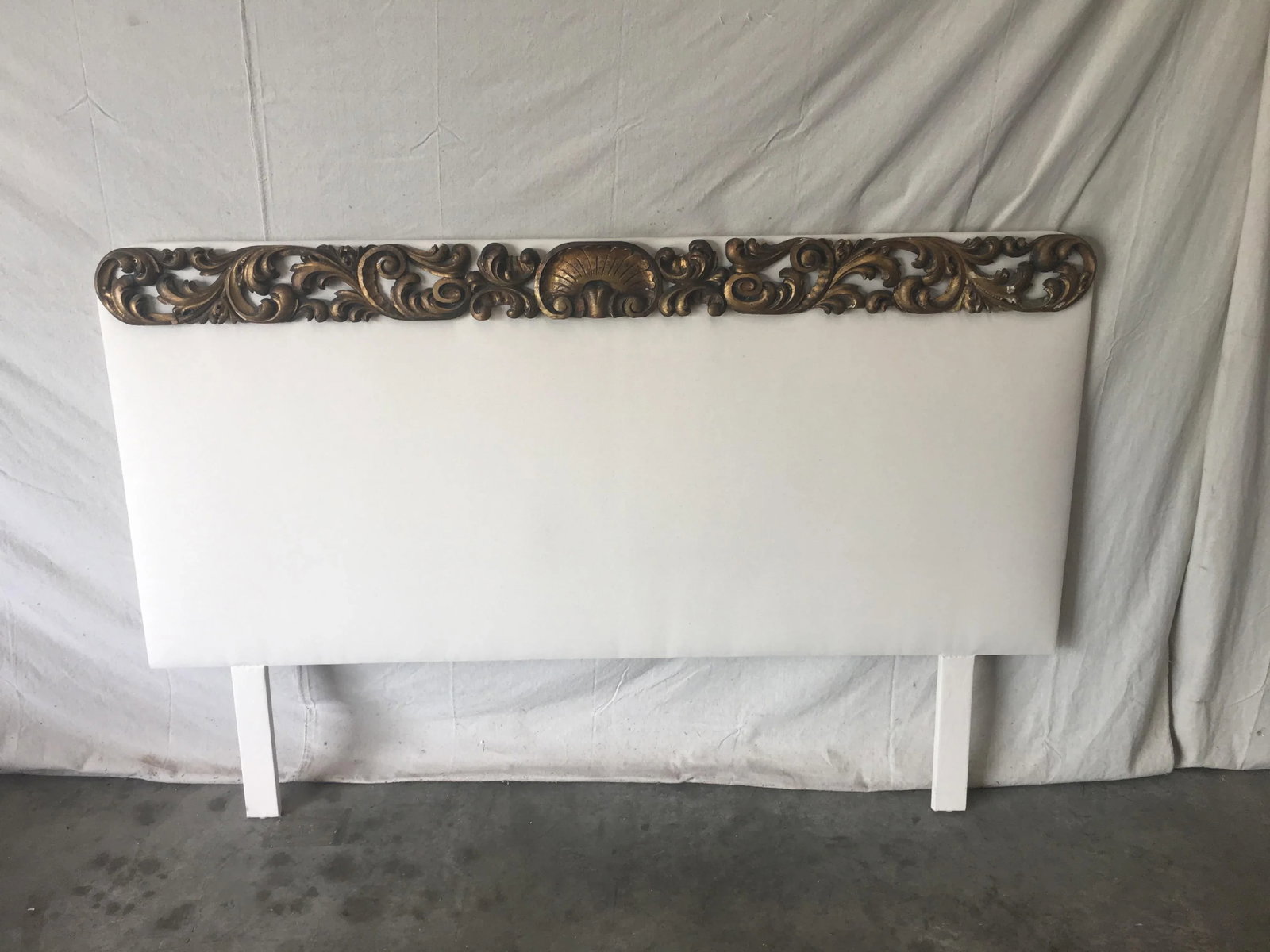 Italian Upholstered Headboard With 19th C Gilt Fragment Accents - 10