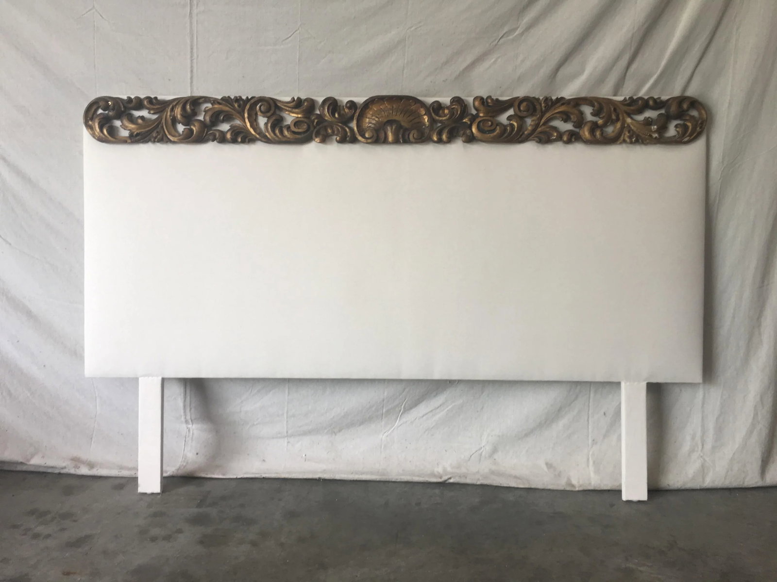 Italian Upholstered Headboard With 19th C Gilt Fragment Accents - 11