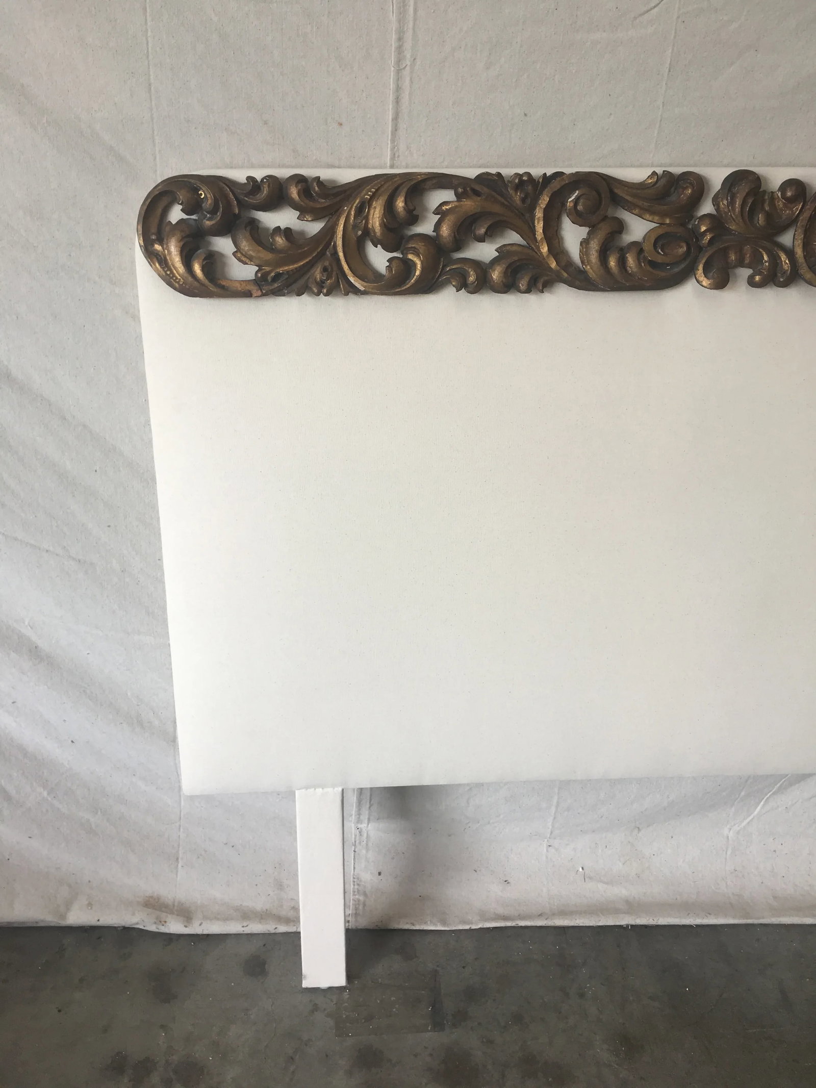 Italian Upholstered Headboard With 19th C Gilt Fragment Accents - 2